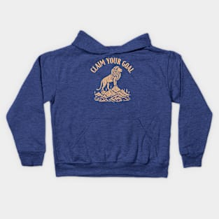 "Peak Dominance" Lion and Goal Achievement Kids Hoodie